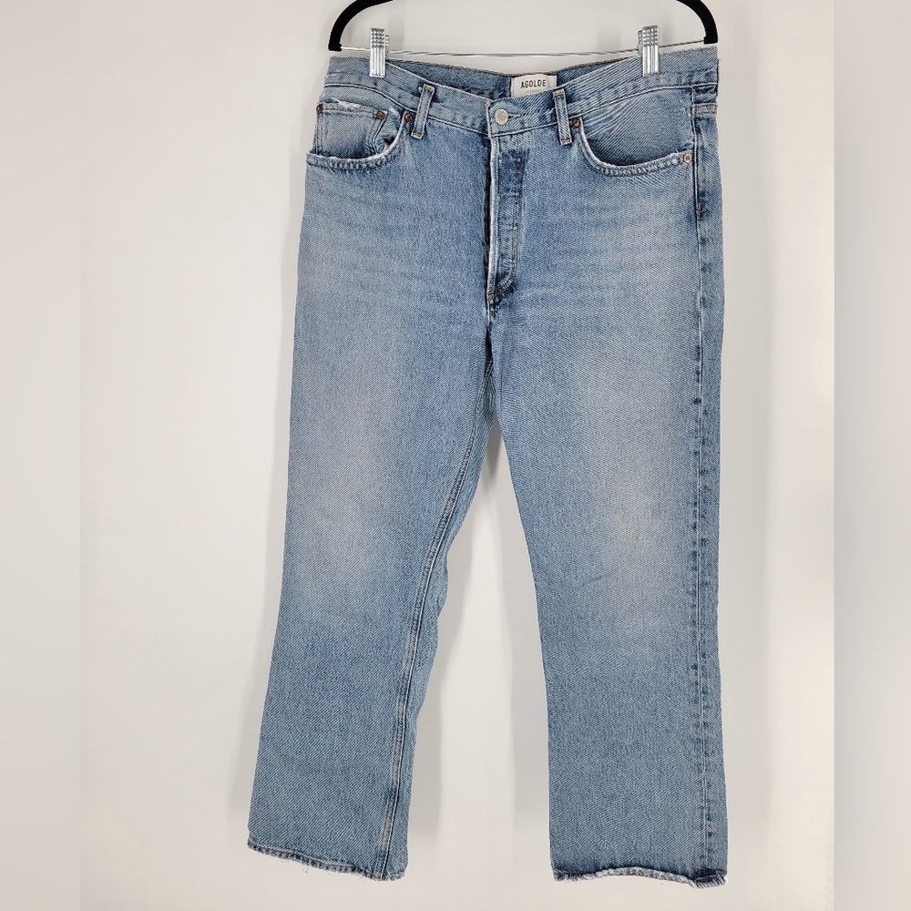 Agolde High Rise Loose Boot Cut Jeans Light Wash Denim Women Size 30